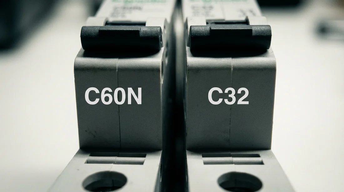 Comparaison entre l'inscription de série C60N et le calibre de puissance C32