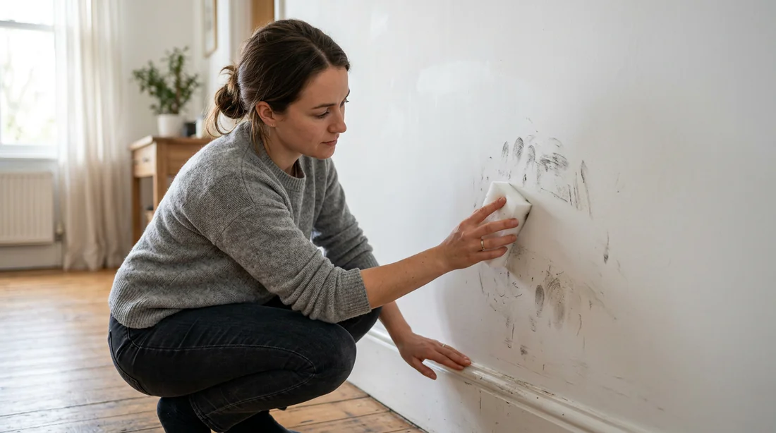 Infographie expliquant comment bien utiliser une éponge magique en 3 étapes.