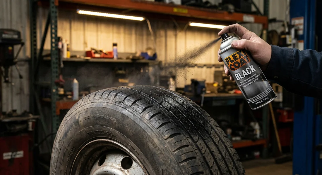 Application d'une peinture aérosol sur une surface en caoutchouc
