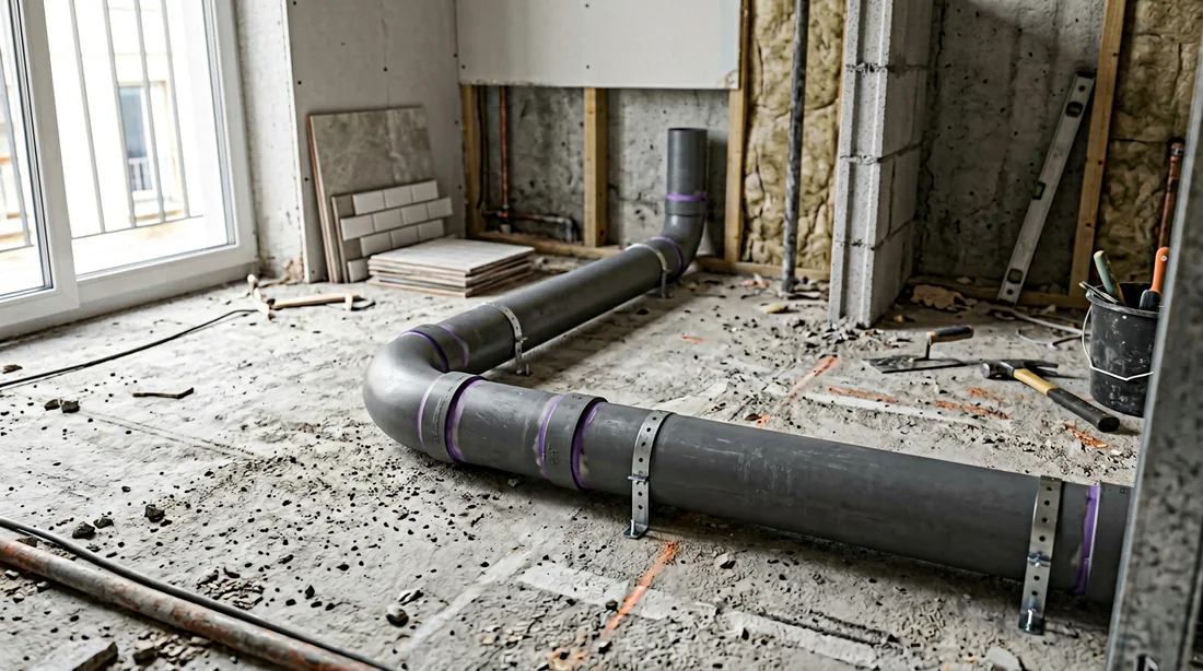 Schéma technique comparant les coudes 90° et 45° pour l'évacuation.