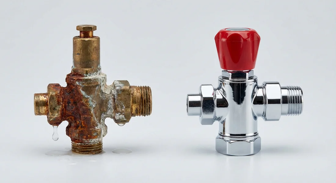 Comparaison entre un ancien groupe de sécurité défectueux et un modèle neuf.