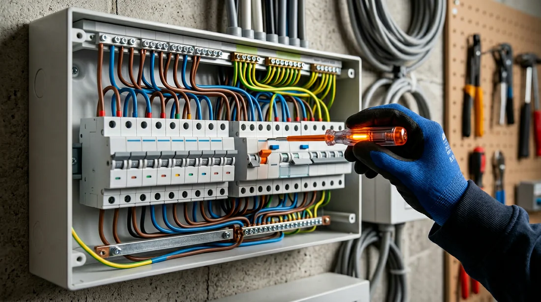 Schéma technique des composants d'un tableau électrique en français