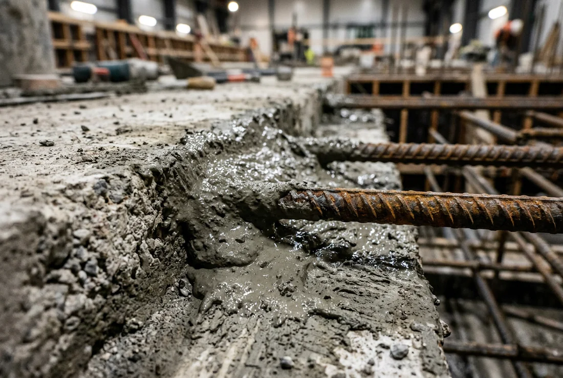 Application d'une barbotine d'accrochage sur un joint de dilatation béton