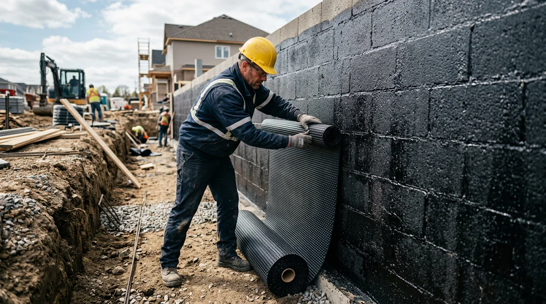 Fixation du profilé de finition supérieur sur une protection de soubassement.
