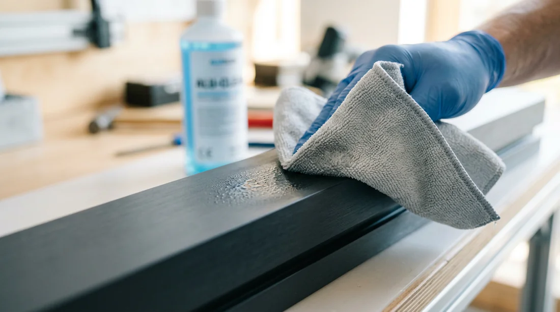 Utilisation d'un chiffon microfibre pour nettoyer de l'aluminium