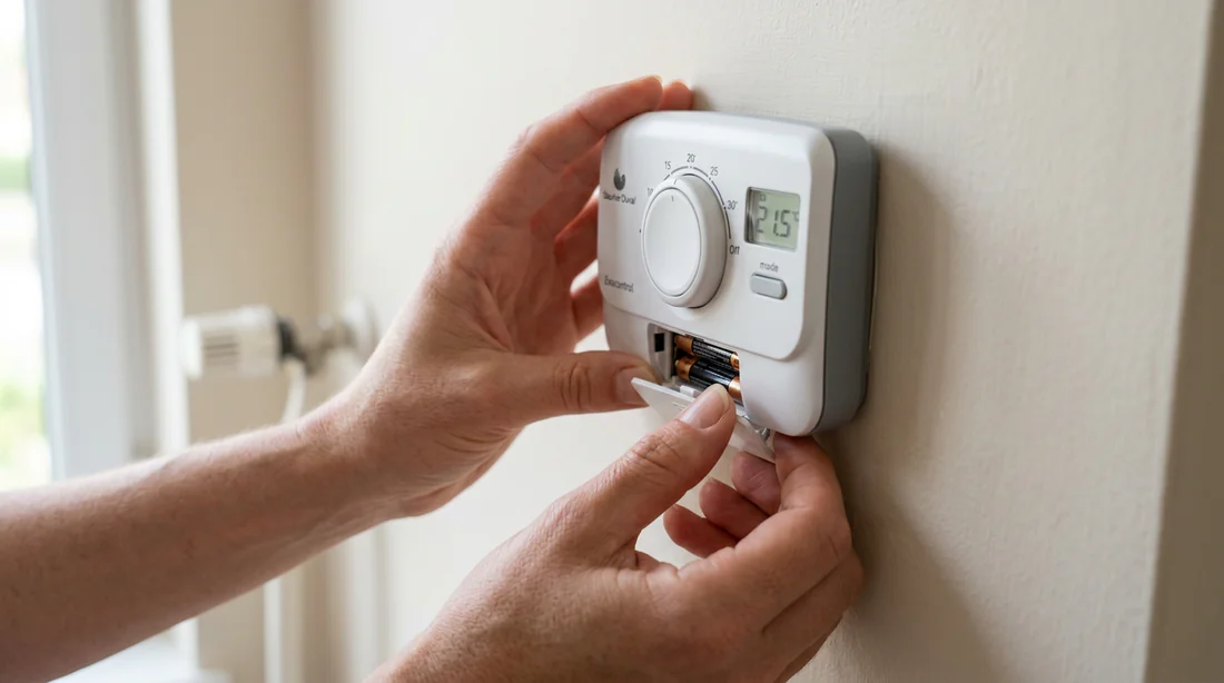 Ouverture du compartiment à piles du thermostat