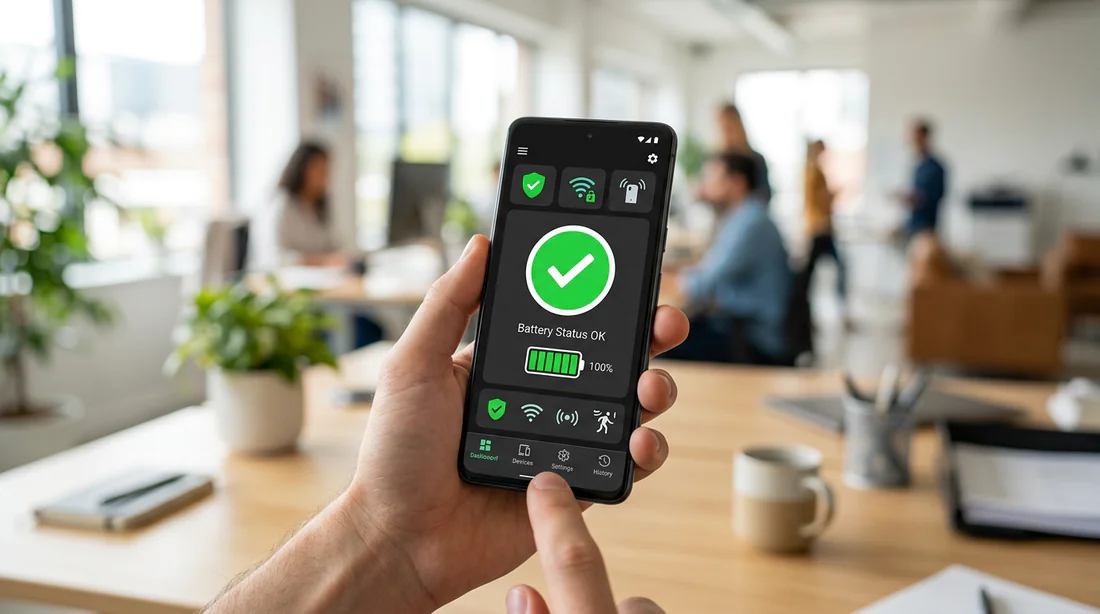 Vérification du statut de la batterie sur application mobile Hager