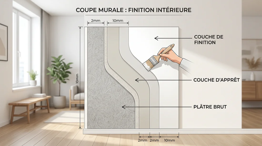 Schéma des étapes de préparation d'un mur en peinture