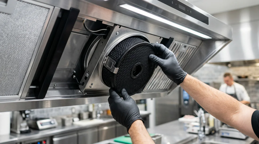 Remplacement du filtre à charbon actif sur une hotte Falmec
