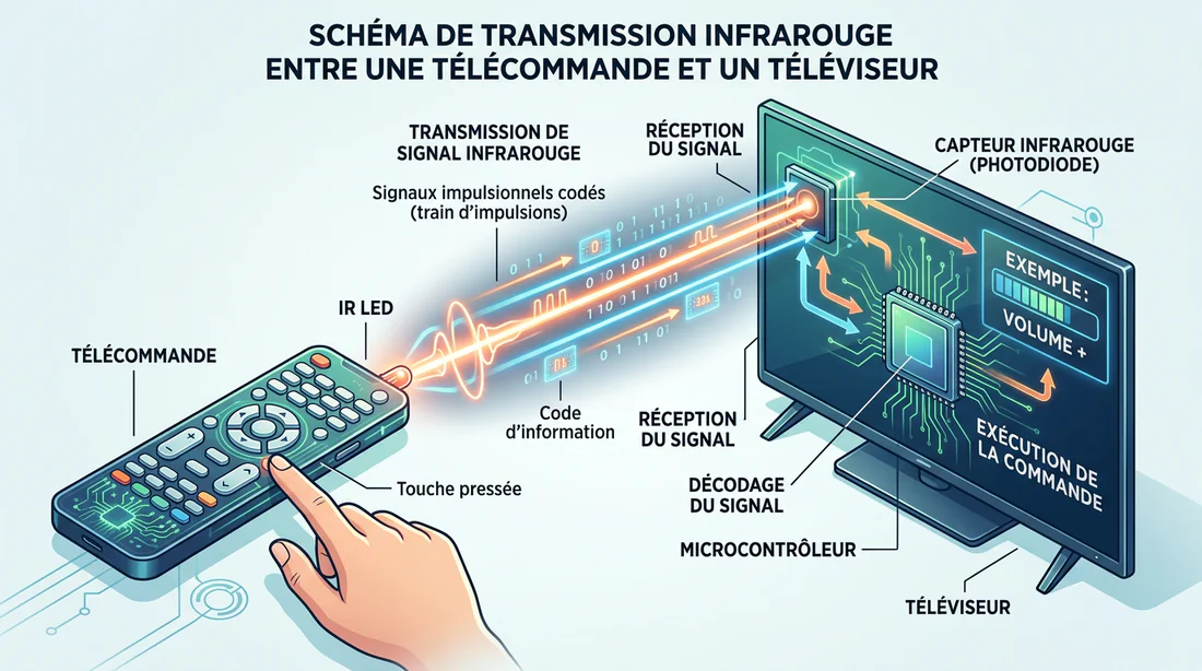 Schéma explicatif du fonctionnement du signal infrarouge