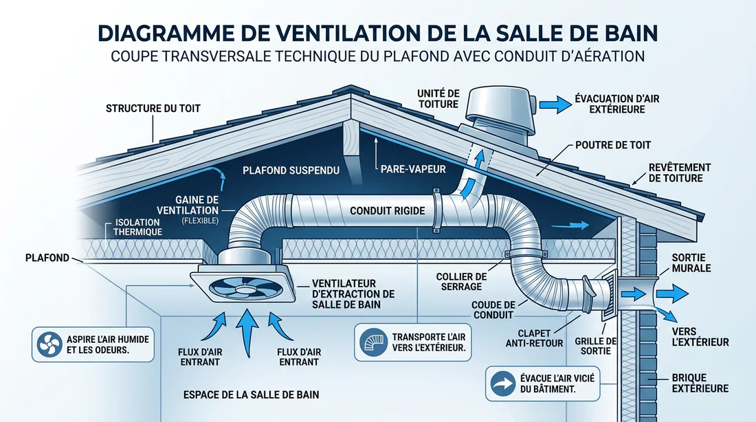 Schéma de fonctionnement d'une bouche VMC