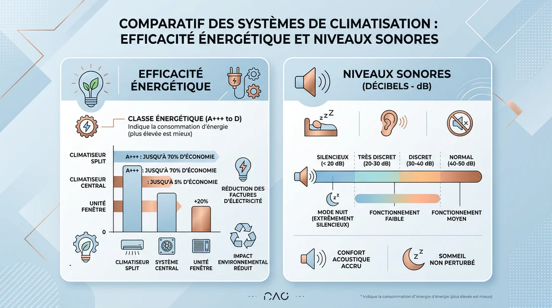 Infographie comparative efficacité énergétique Daikin et Toshiba