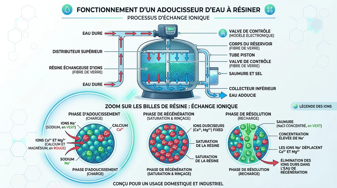 Fonctionnement adoucisseur d'eau à sel