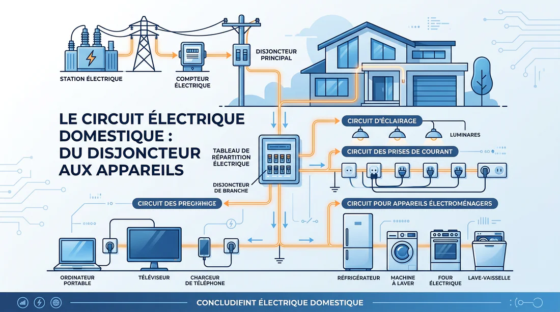 Schéma de fonctionnement d'un circuit électrique domestique