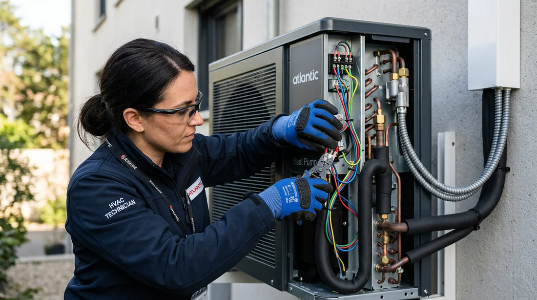 Technicien effectuant l'installation du kit de rafraîchissement Atlantic