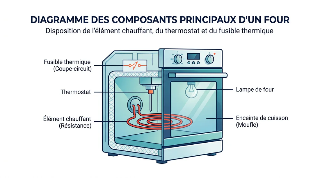Schéma technique des composants d'un four électrique
