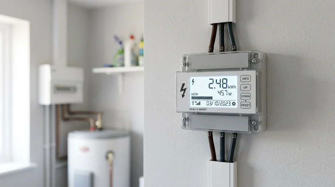 Compteur électrique intelligent installé dans une maison moderne