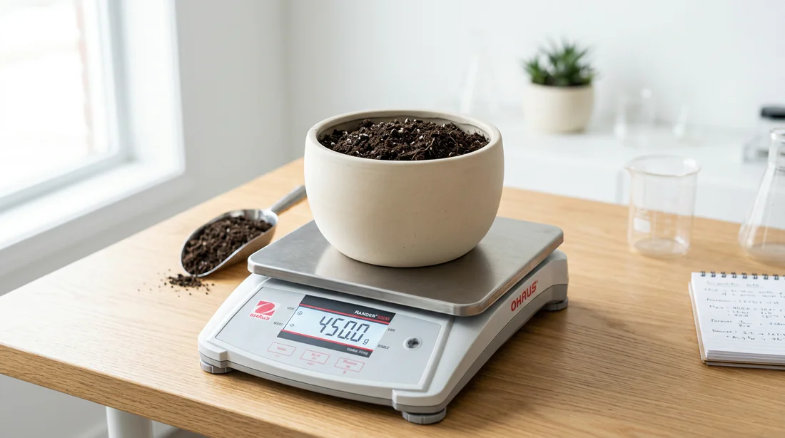 Utilisation d'une balance pour mesurer le poids du terreau