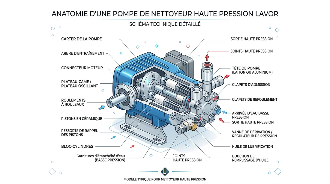 Schéma technique des composants d'une pompe Lavor