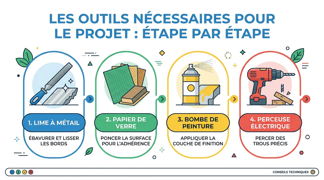 Infographie des outils nécessaires pour fabriquer un brasero