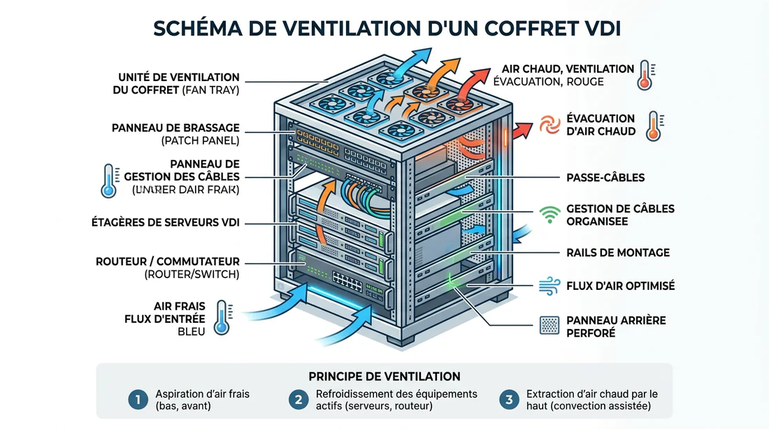 Schéma technique de ventilation d'un coffret VDI