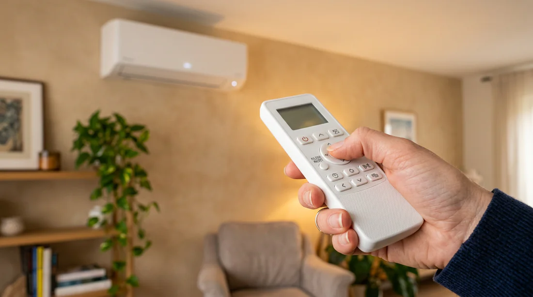Pression sur le bouton réinitialisation de la télécommande de climatiseur
