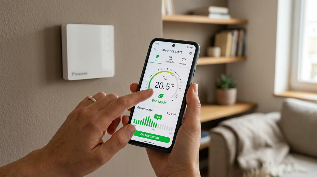Application mobile de contrôle de température et réglages d'énergie pour climatisation réversible