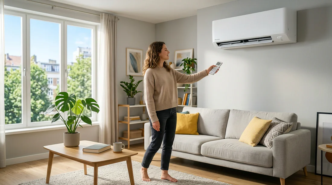 Utilisation de la télécommande pour piloter la climatisation du salon
