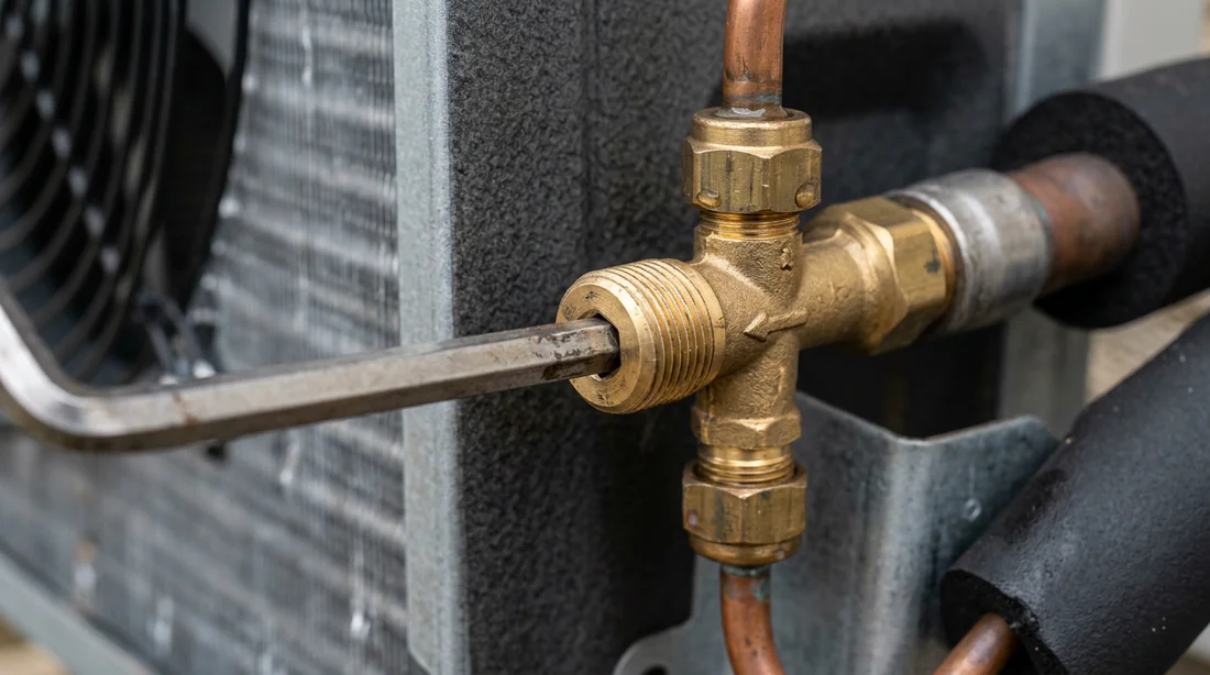 Fermeture de la vanne départ liquide à l'aide d'une clé Allen
