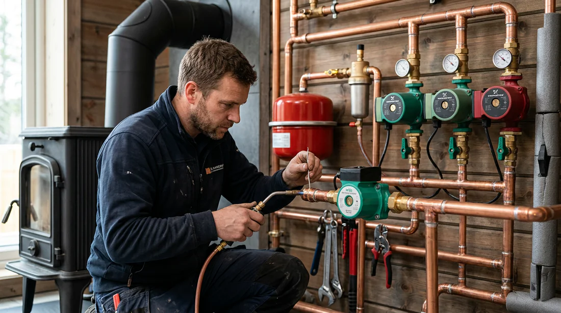 Raccordement hydraulique professionnel d'un poêle à bois bouilleur au réseau de chauffage central