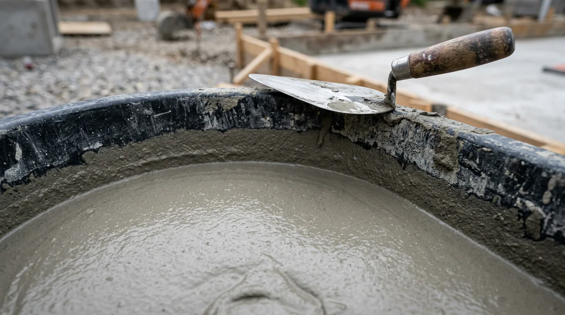 Texture d'un mortier de ciment idéalement gâché et prêt à l'emploi