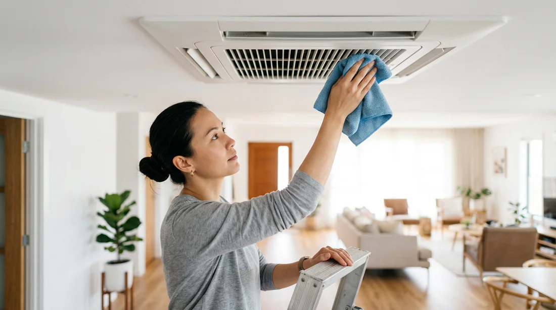 Nettoyage et entretien régulier d'une grille de ventilation de climatisation