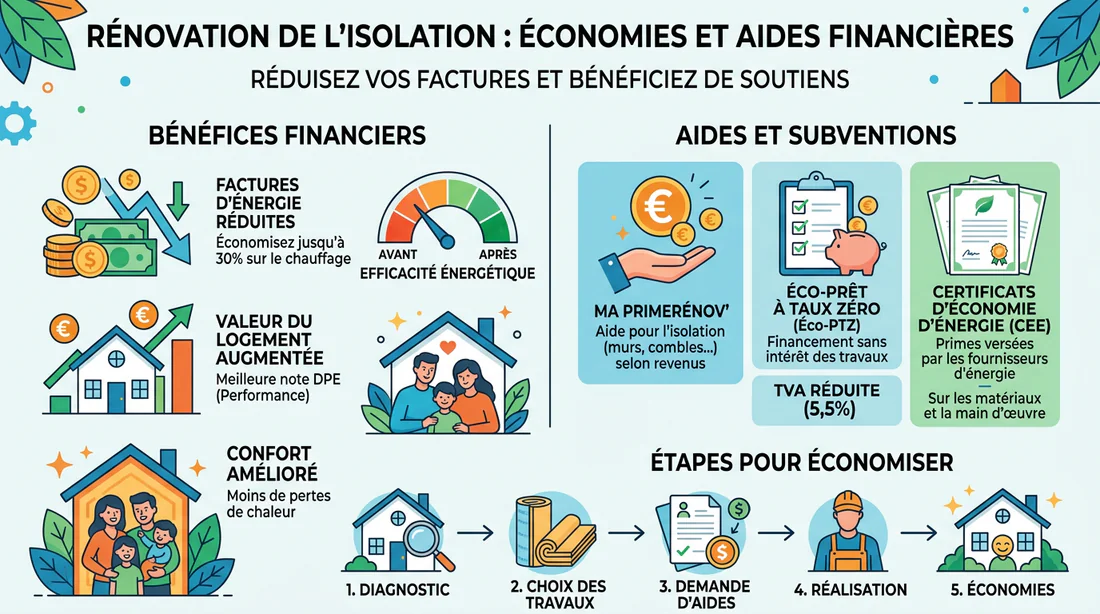 Infographie des aides financières et économies d'énergie pour ITE maison Phénix