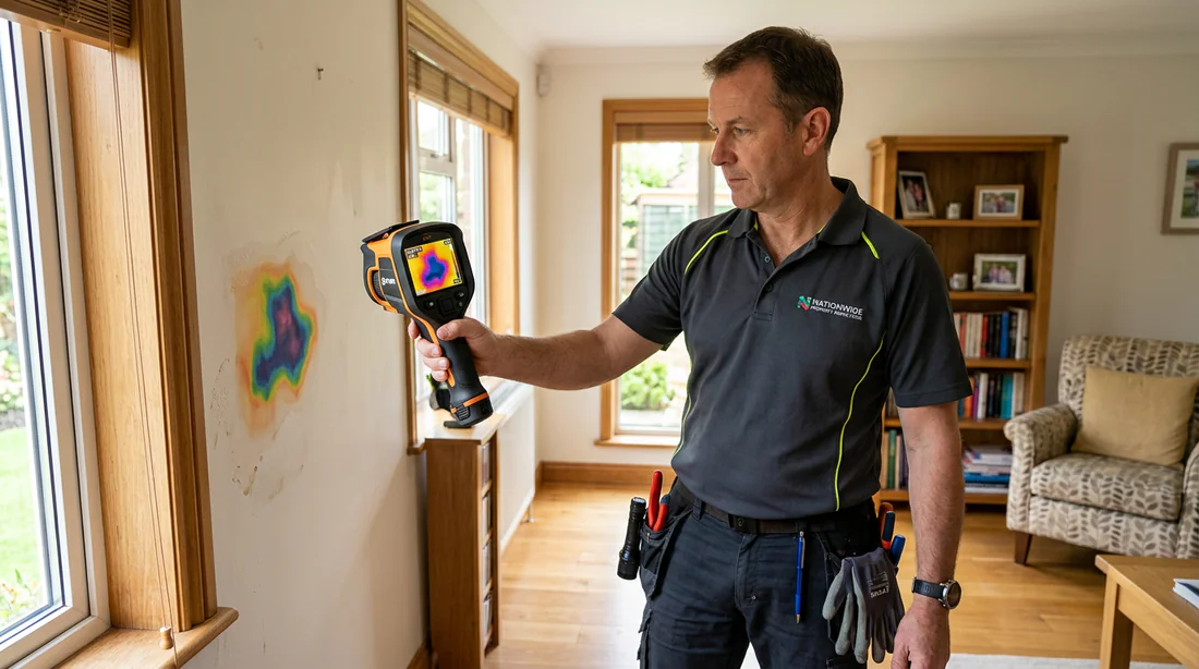 Diagnostic thermographique d'un mur pour repérer l'humidité cachée