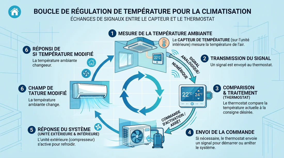 Infographie du dysfonctionnement du thermostat et de la sonde de température