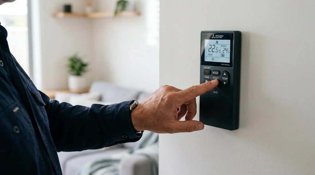 Réinitialisation manuelle de la télécommande d'une pompe à chaleur Hitachi