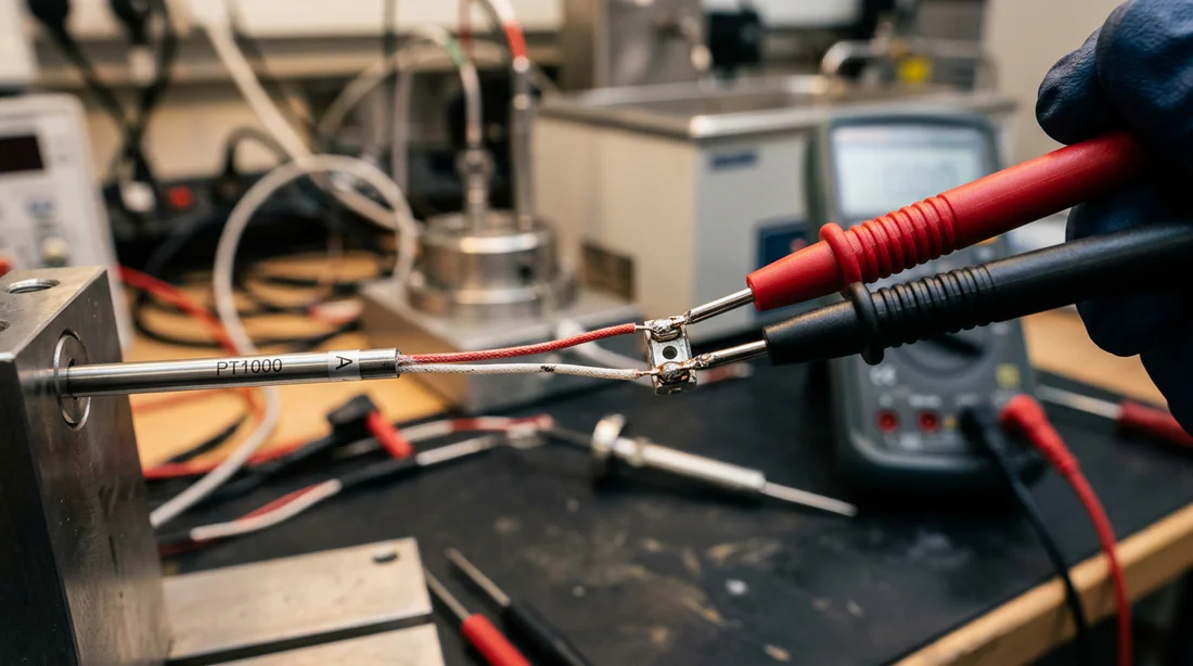 Mesure de la résistance ohmique d'une sonde PT1000 à l'aide d'un multimètre