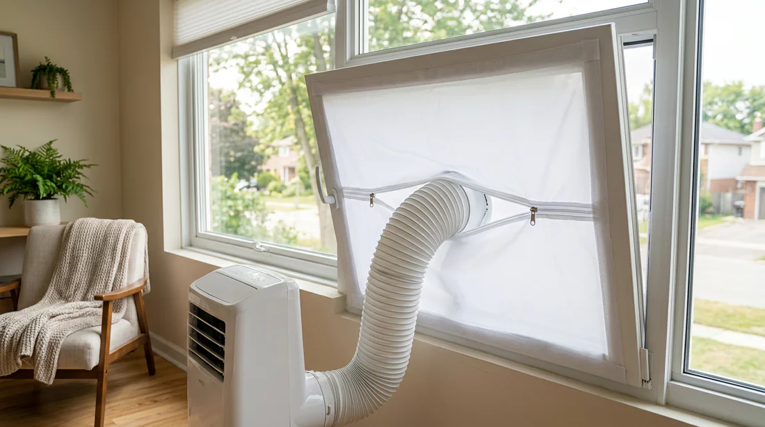 Kit de calfeutrage de fenêtre en tissu pour évacuation de climatiseur mobile